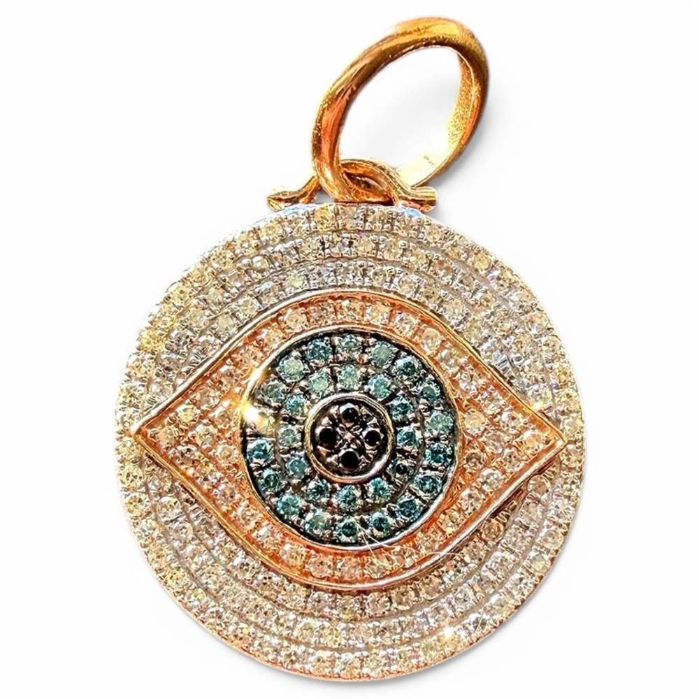 Anne Sisteron Evil Eye Pavé Natural Diamond Pendant - 14K Solid Rose Gold